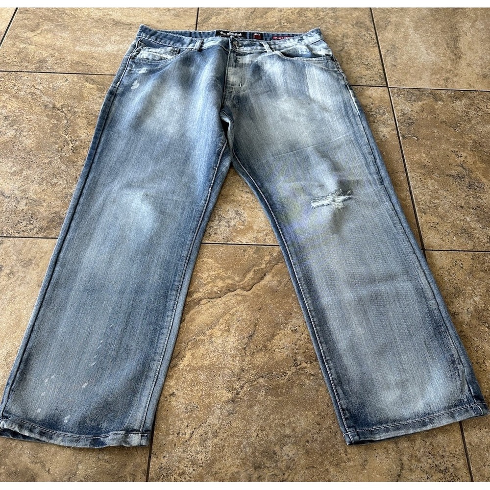 Ecko Unltd.  Slim Straight Jeans  Distressed Men's Size 36x32 Fit 36X29